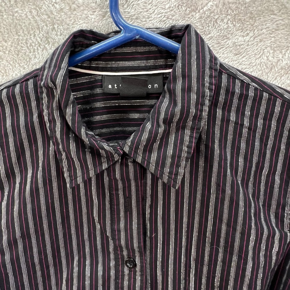 Attention M Black Metallic Silver Pink Striped Dark Academia‎ Goth Shimmer Y2K